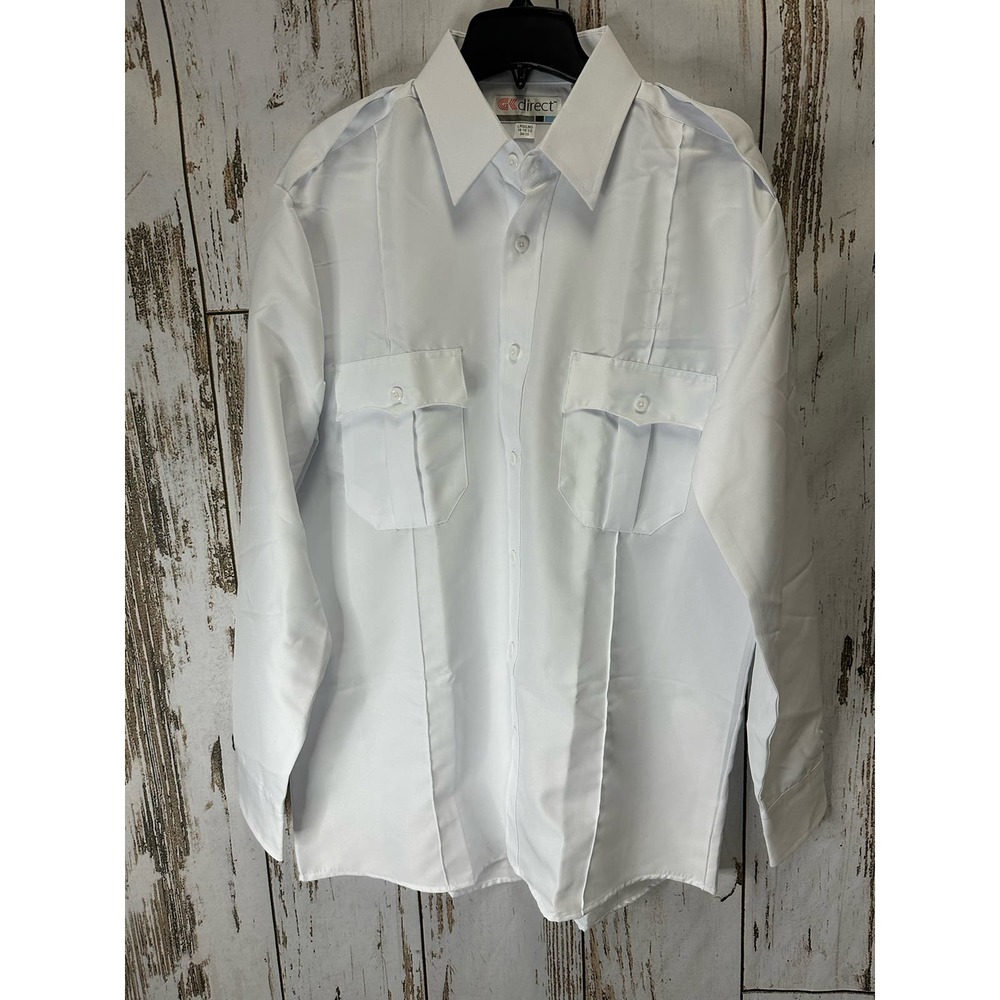 GK Direct White Uniform Shirt Long Sleeve 16/16.5 Large